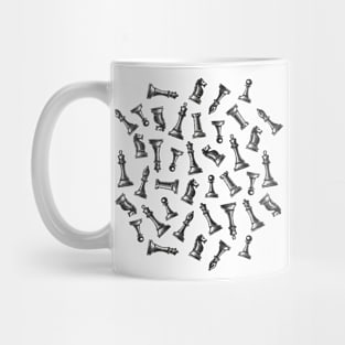 Chess Pieces Pattern | Chess Pattern | Chess Pieces | Black and White | Mug